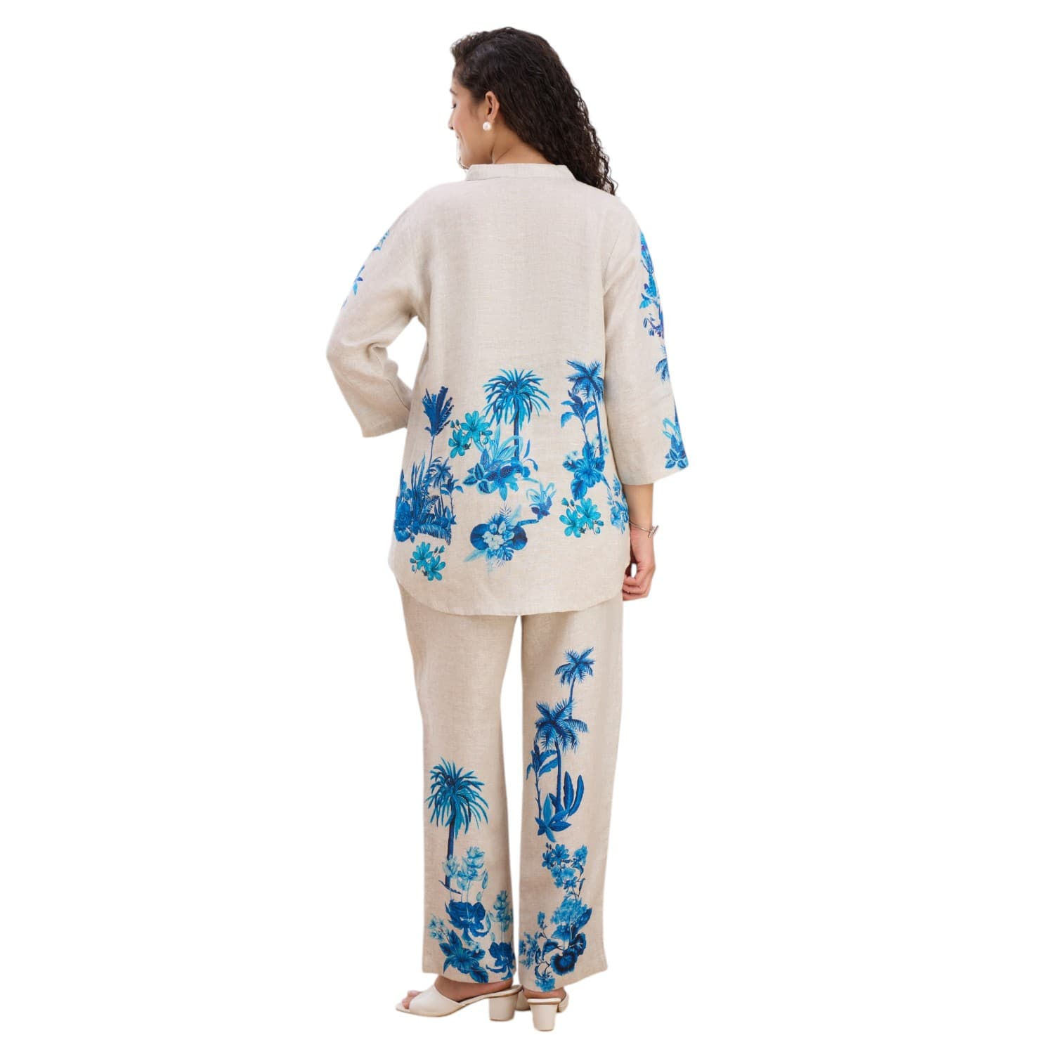 Indigo Block-Print Linen Co-ord — view 4