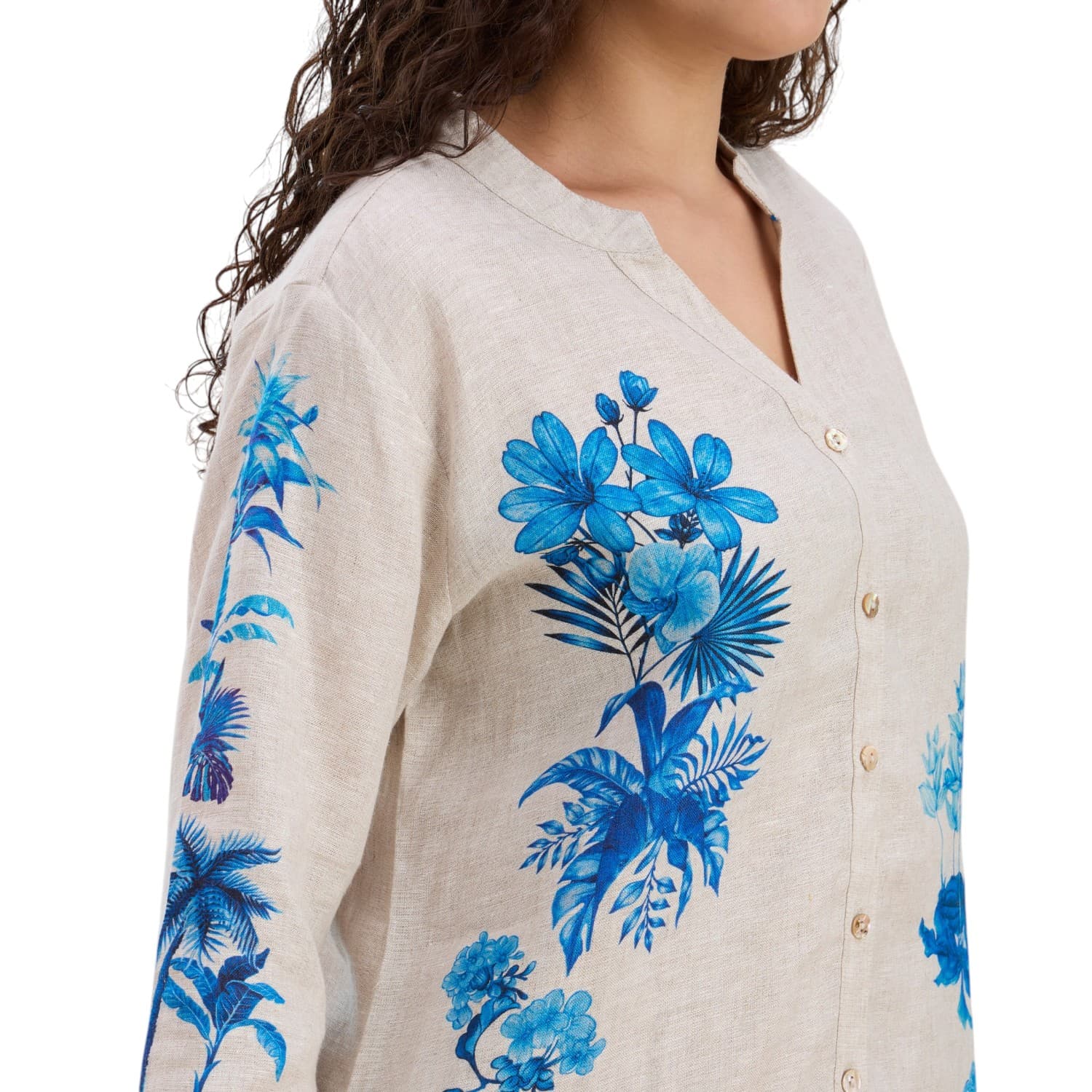 Indigo Block-Print Linen Co-ord — view 5