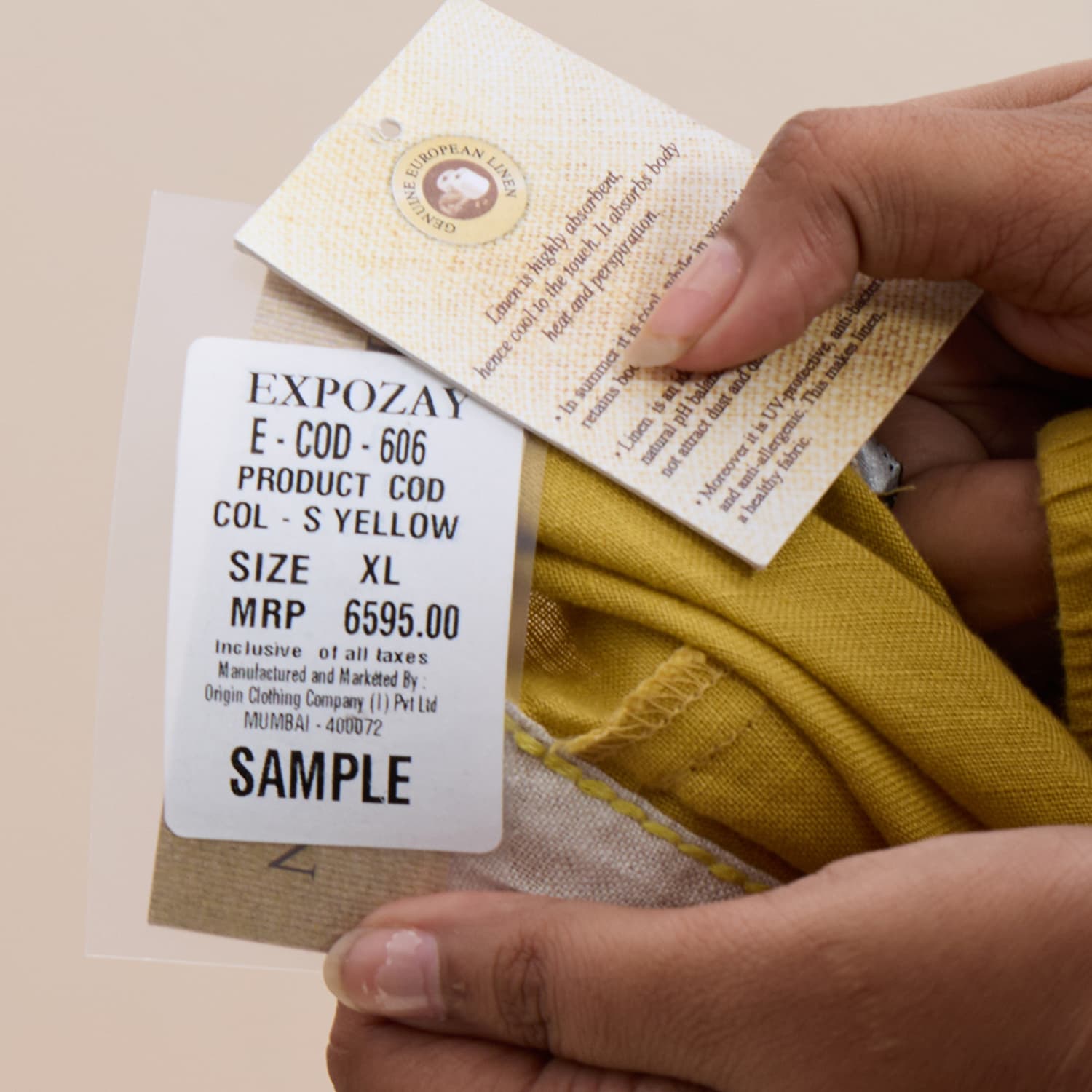 Mustard Pearl-Button Linen Co-ord — view 7