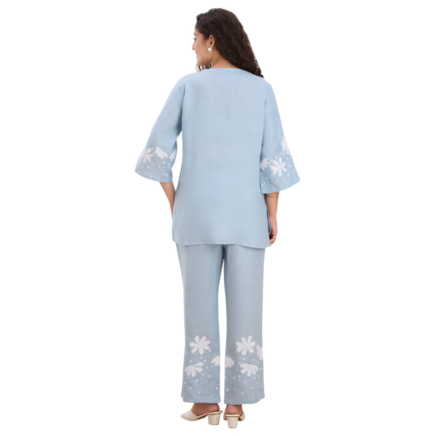 Powder Blue Daisy Appliqué Co-ord — view 4