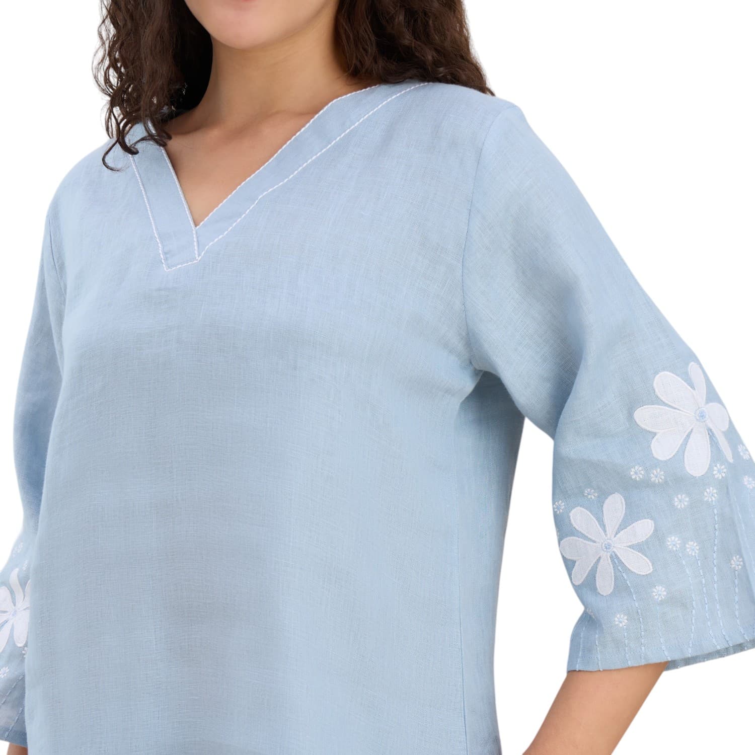 Powder Blue Daisy Appliqué Co-ord — view 5