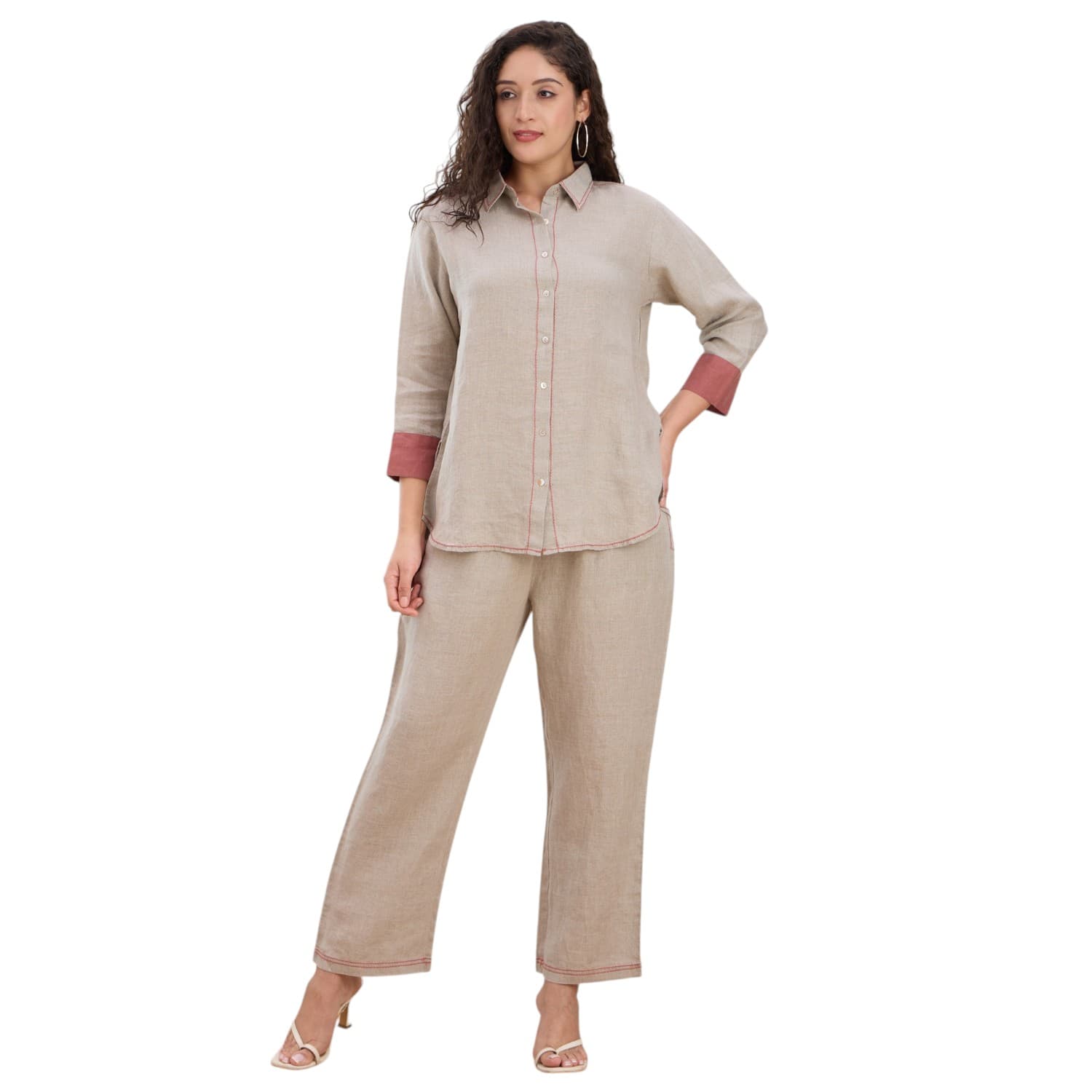 Beige with Rust Trim Co-ord