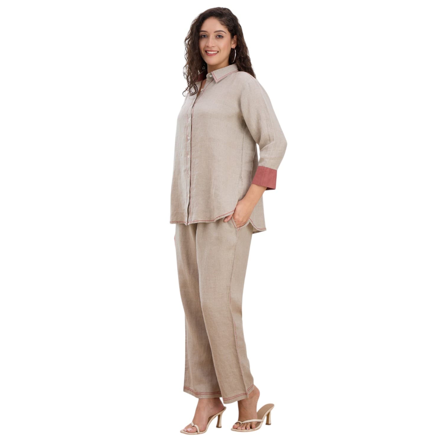 Beige with Rust Trim Co-ord — view 2