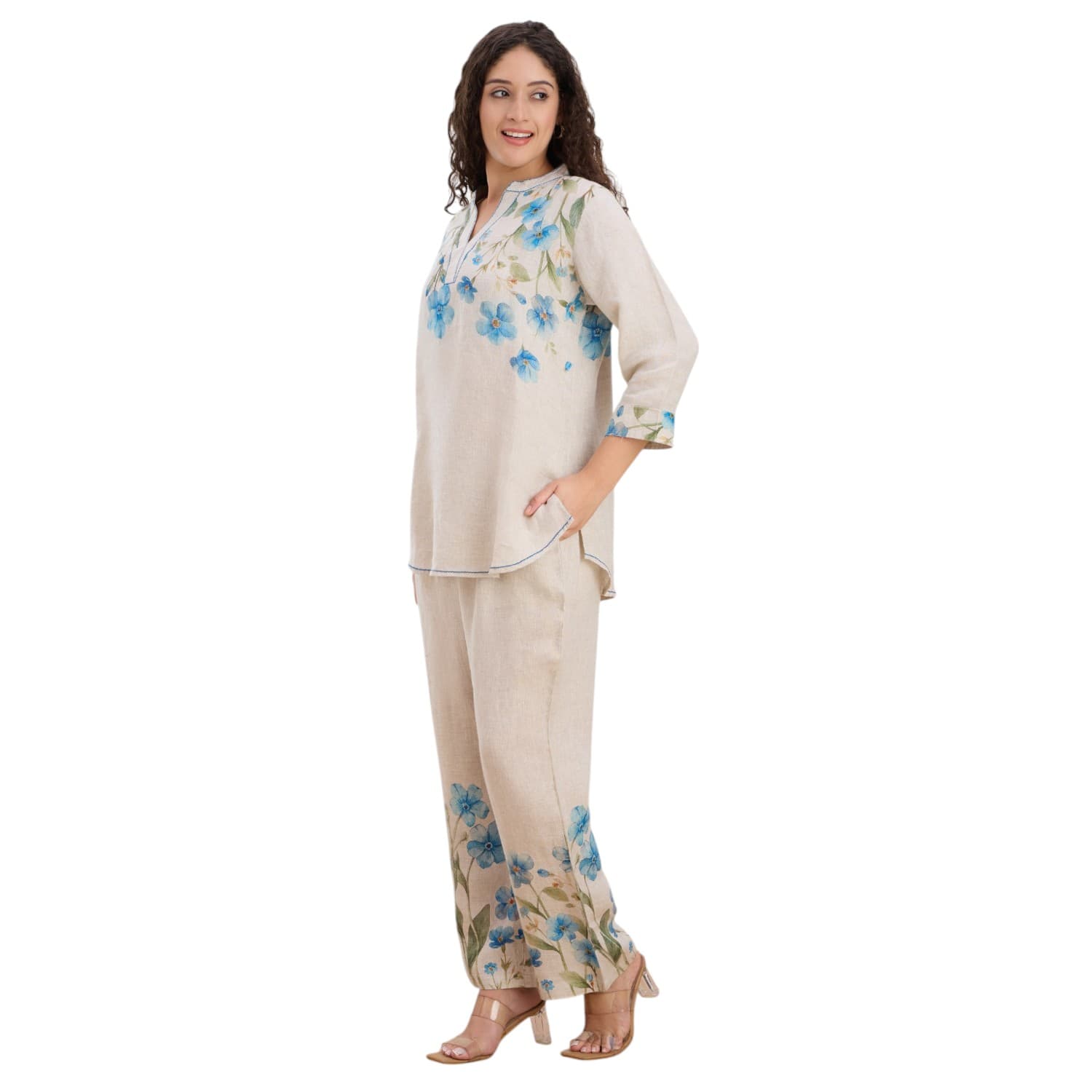 Cornflower Blue Linen Co-ord — view 2