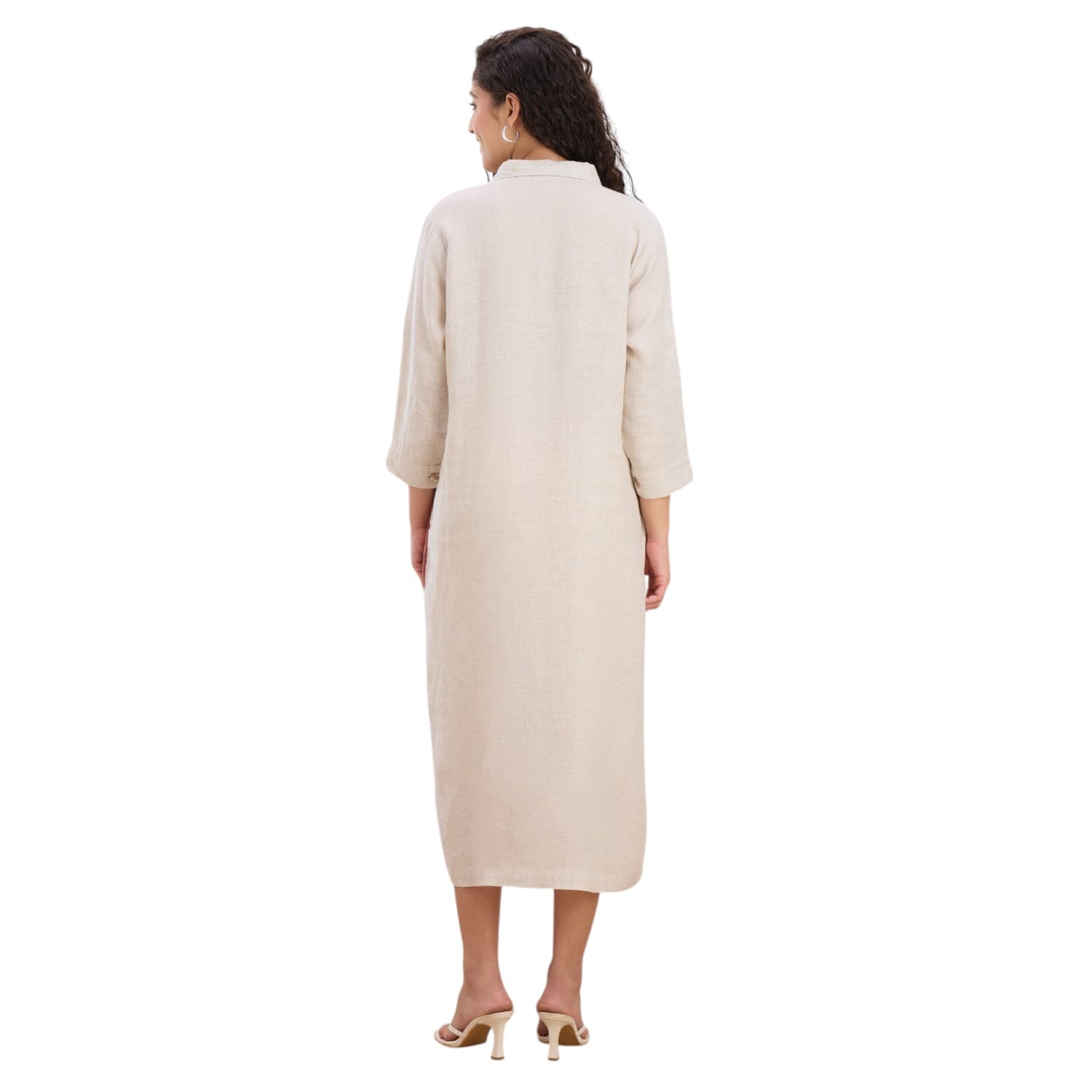 Colour Block Linen Shirt Dress — view 4