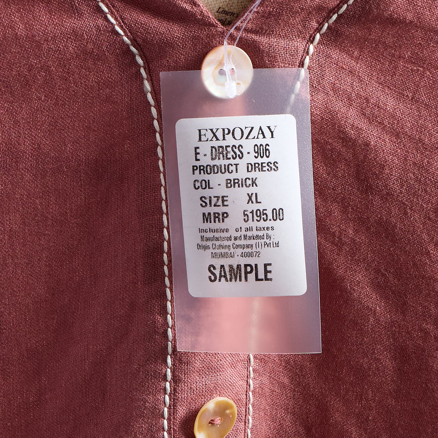 Dusty Rose Mandarin Linen Dress — view 9