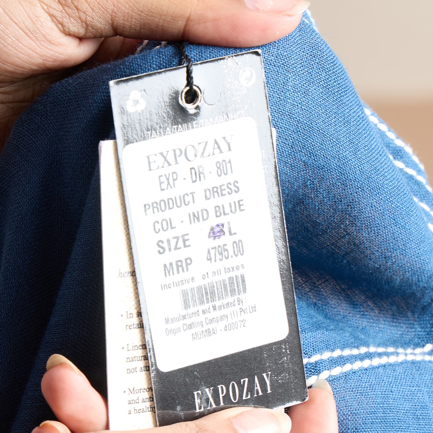 Deep Teal Pocket Linen Kurta Dress — view 8