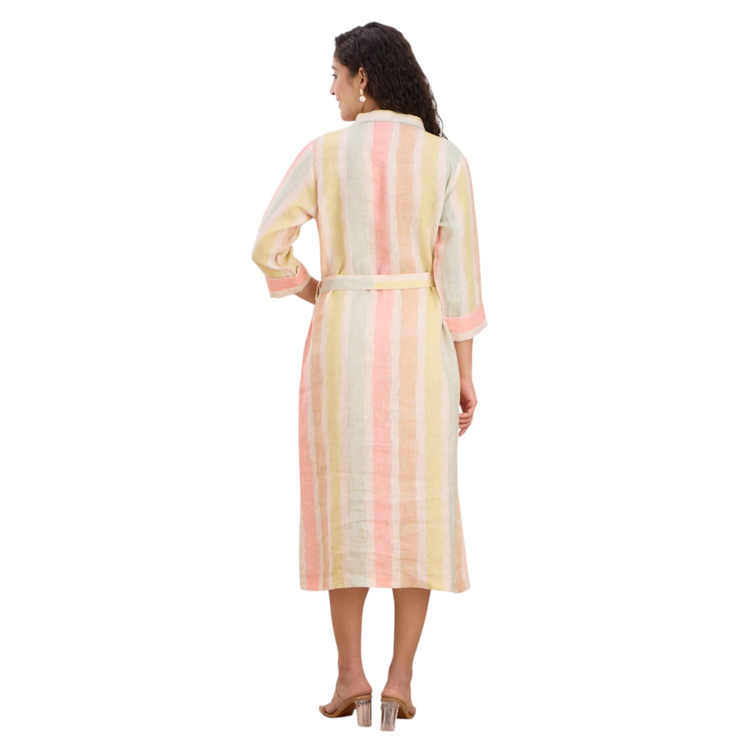 Pastel Stripe Linen Shirt Dress — view 4