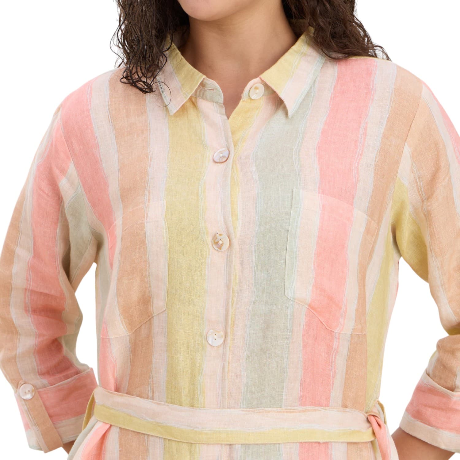 Pastel Stripe Linen Shirt Dress — view 5
