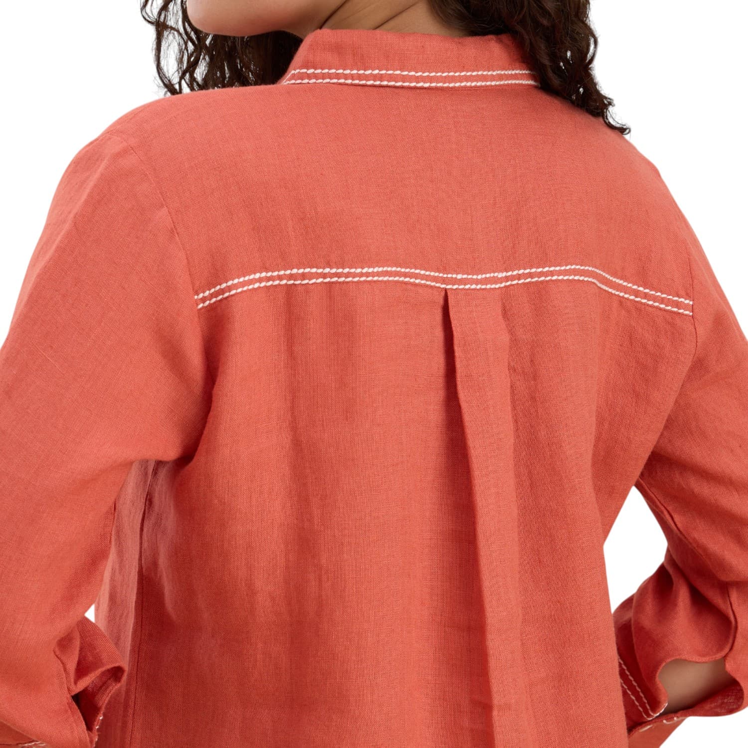 Terracotta Saddle-Stitch Linen Co-ord — view 7