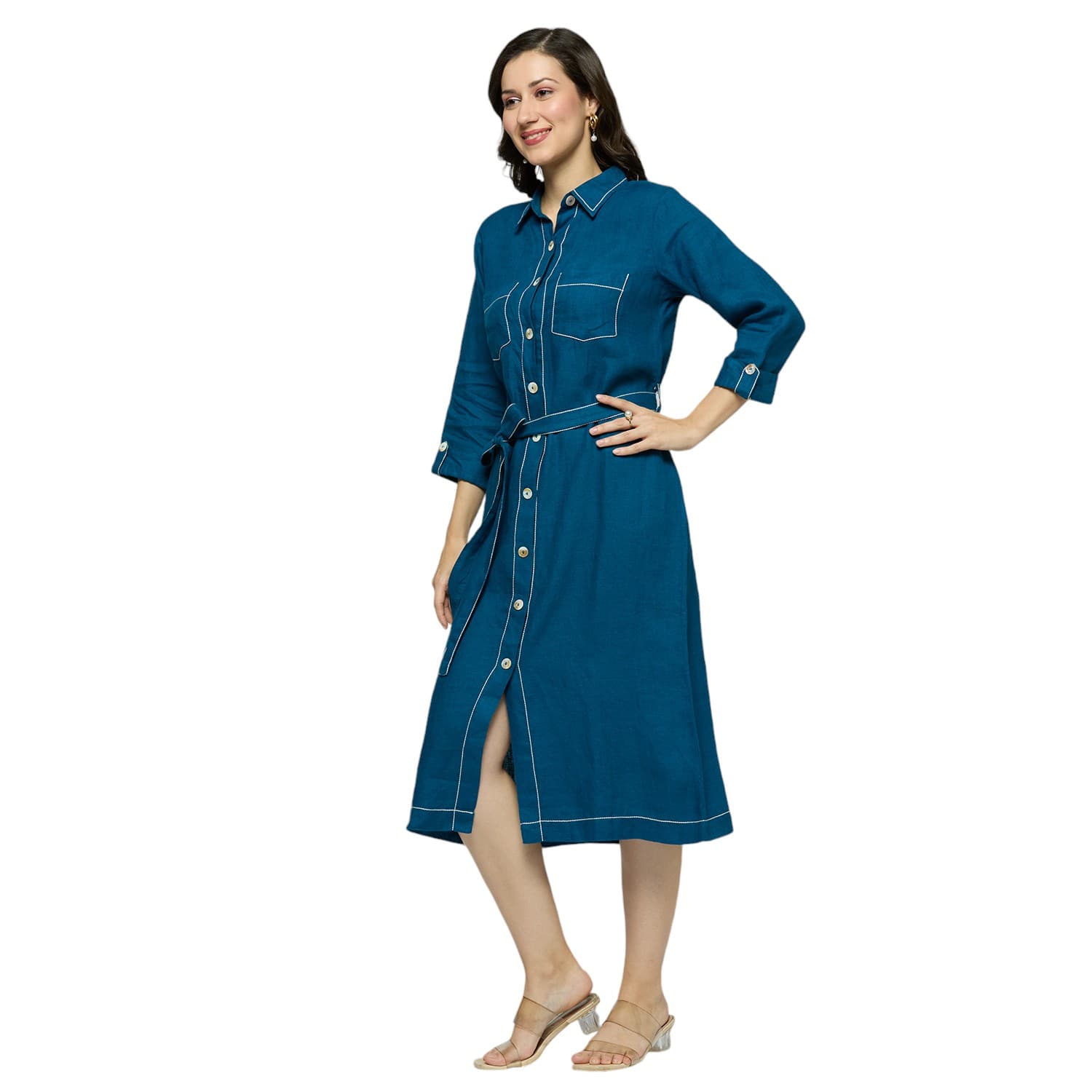 Royal Blue Double Stitched Dress view 2