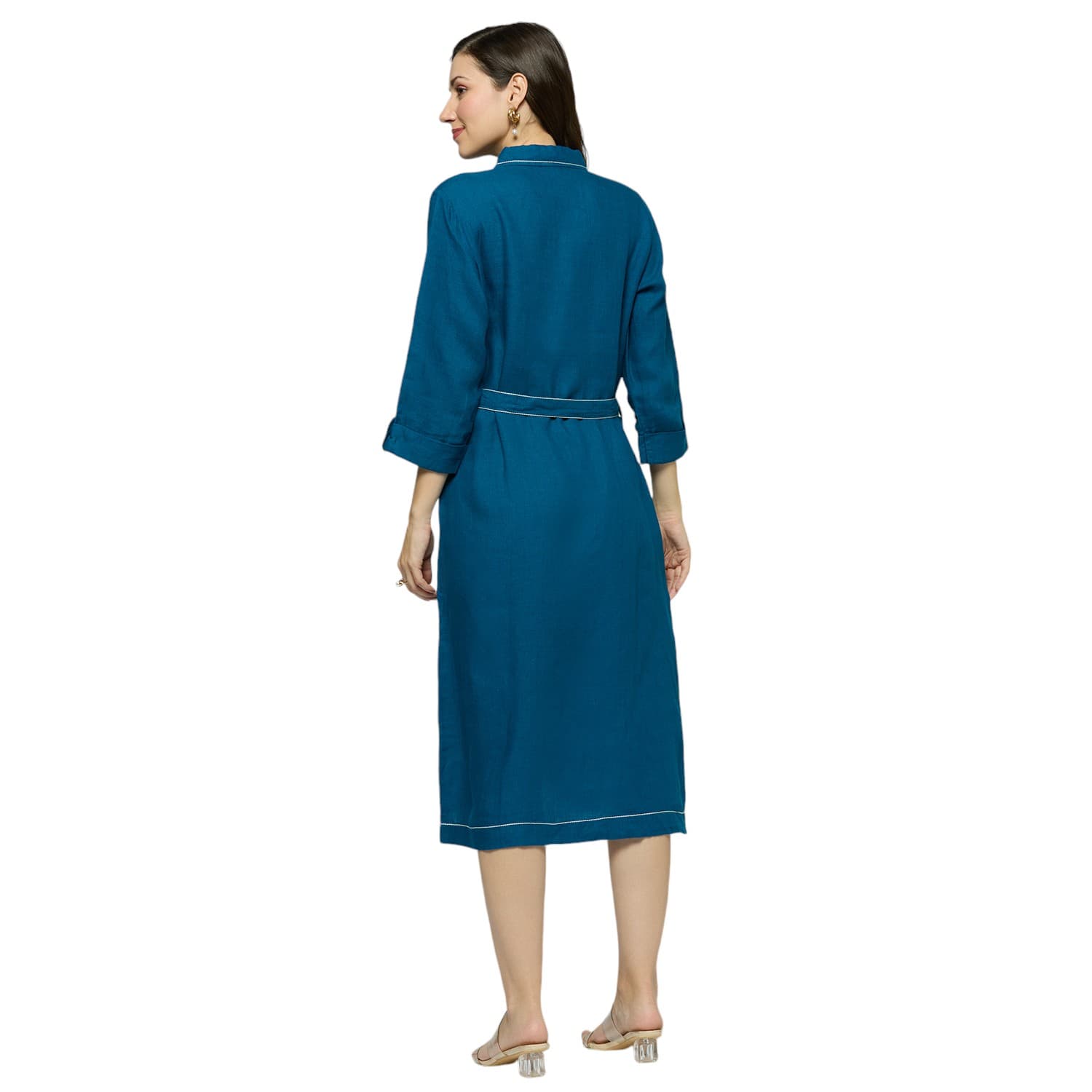 Royal Blue Double Stitched Dress view 4