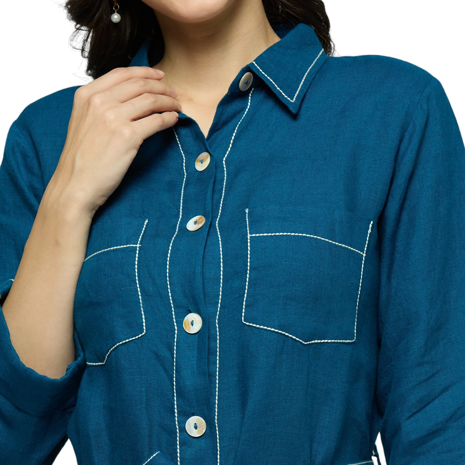Royal Blue Double Stitched Dress view 5