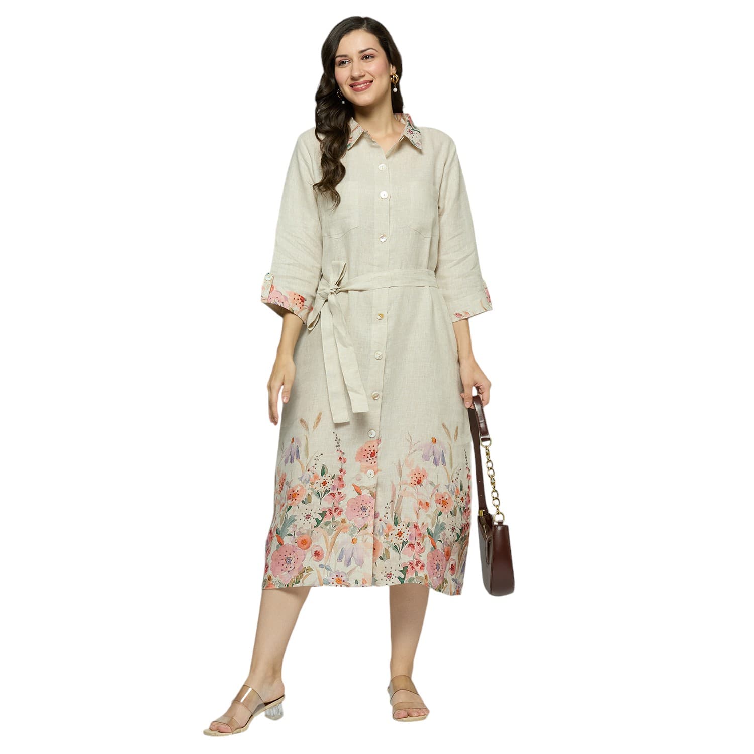 Placement Printed Long Dress Natural view 6
