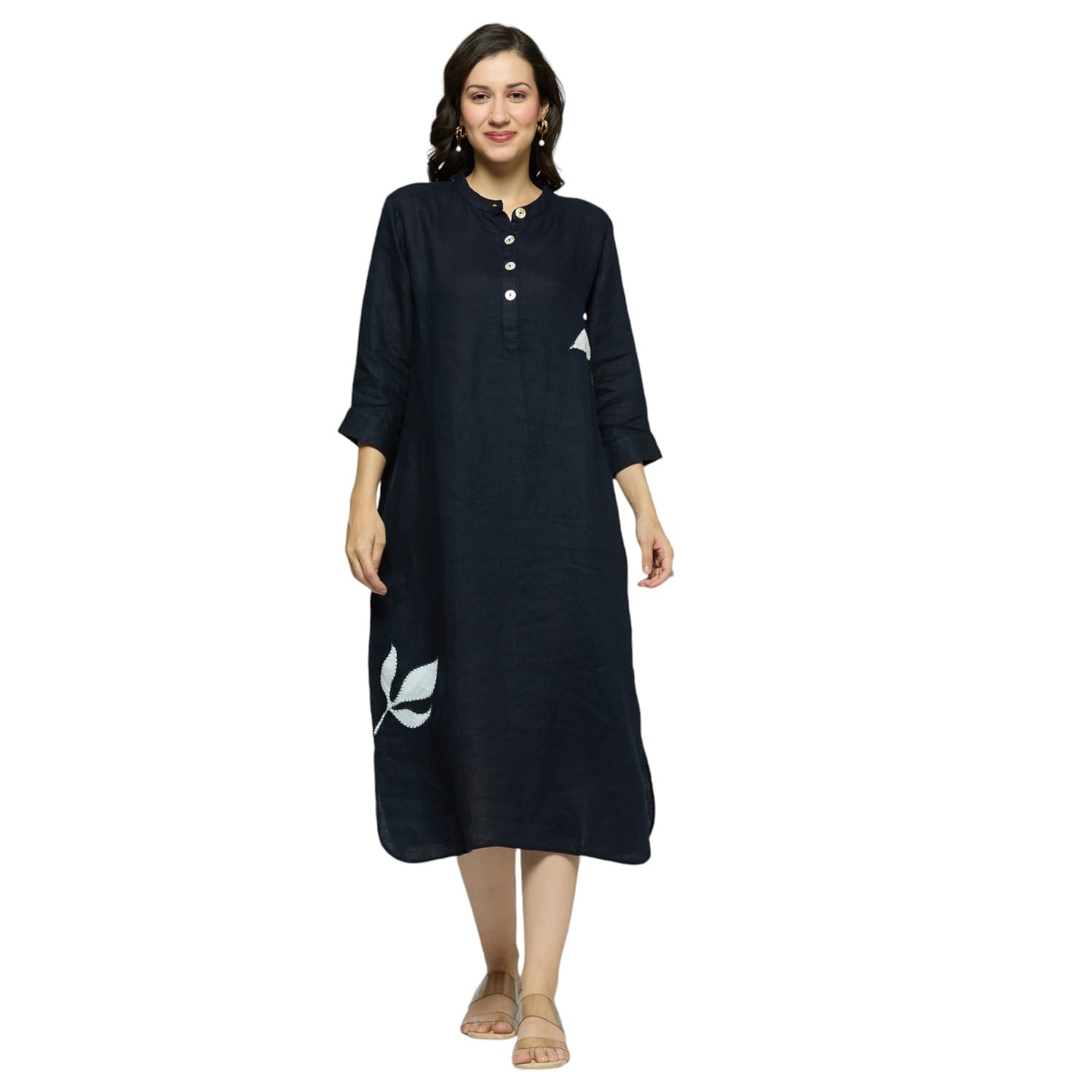 Black Embroidered Long Top