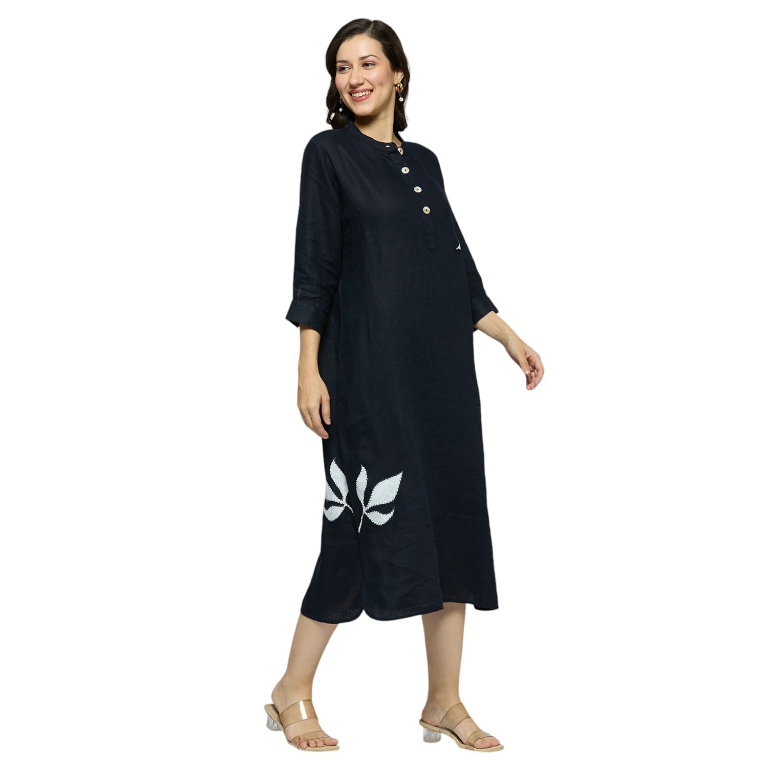 Black Embroidered Long Top view 3