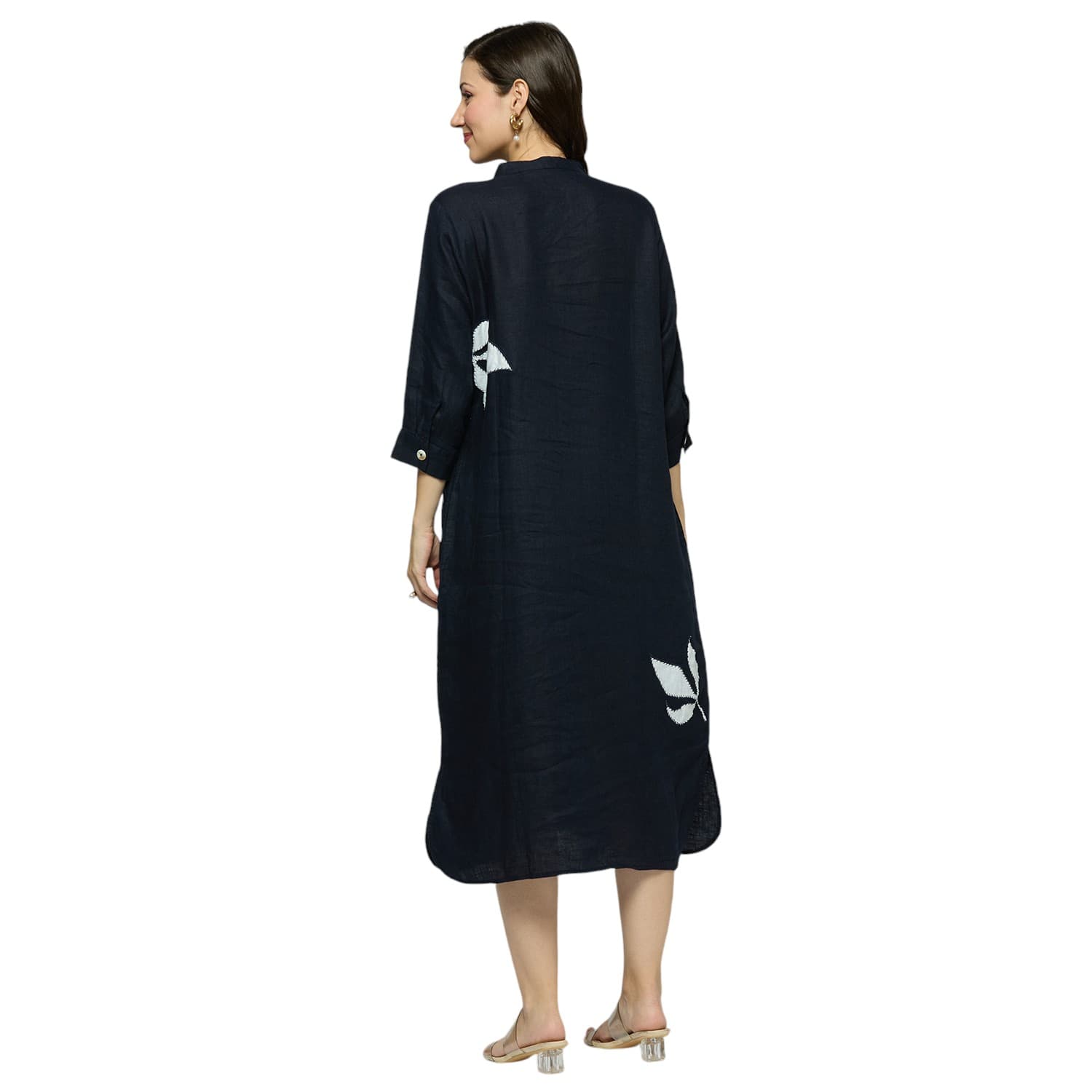 Black Embroidered Long Top view 4