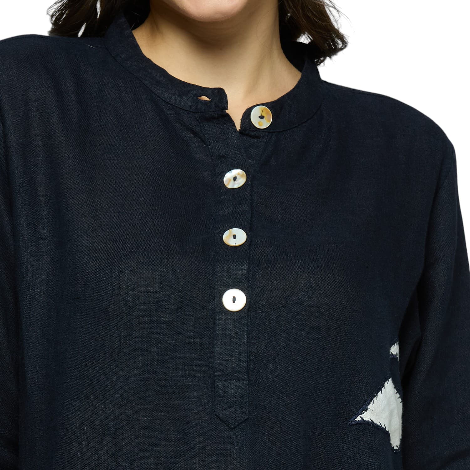 Black Embroidered Long Top view 5