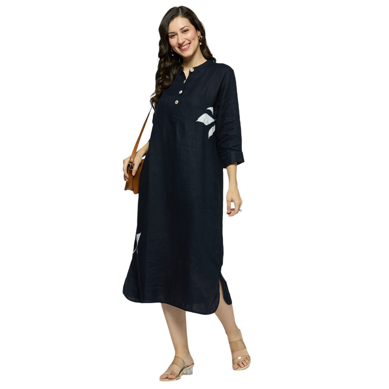 Black Embroidered Long Top view 6