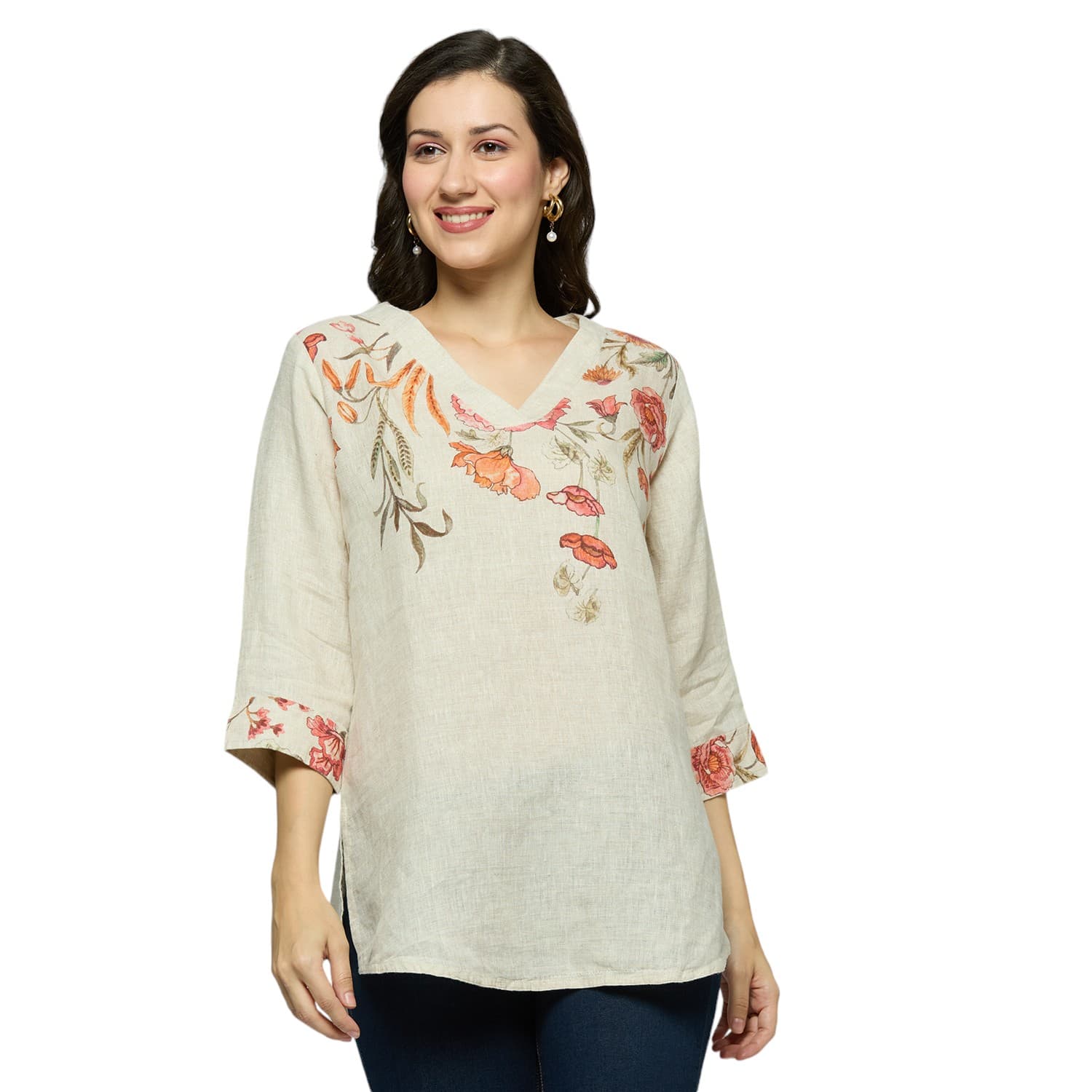 Natural Placement Printed Top